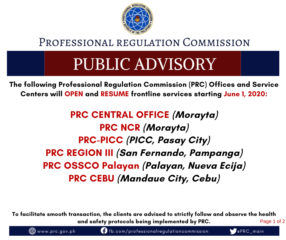 PRC Opens and Resumes