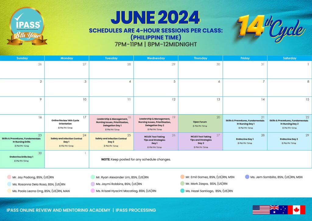 ipass online review june schedule