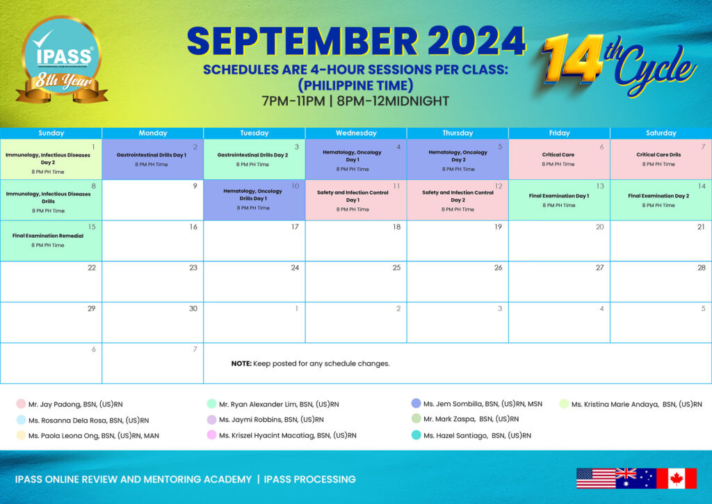 ipass online review september schedule