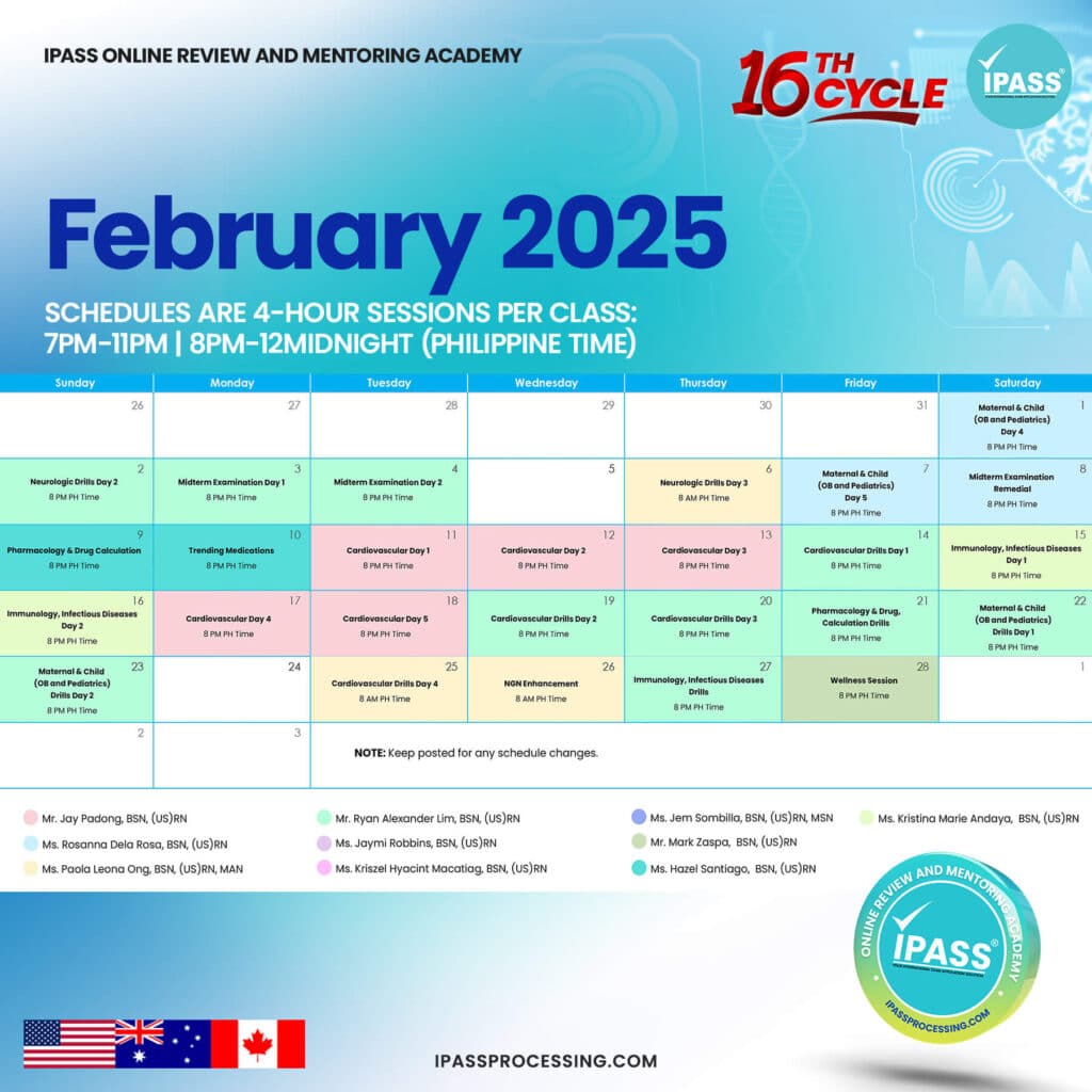 NCLEX Online Review 16th Cycle February Schedule